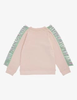 STELLA MCCARTNEY Star-shaped Panel Tassel Cotton-jersey Sweatshirt 2-12 Years -Kid Couture R04142116 PINK ALT02