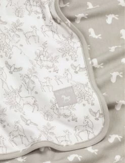 Woodland And Fawn Hare-print Cotton Jersey Blanket -Kid Couture R04147090 GREY ALT03