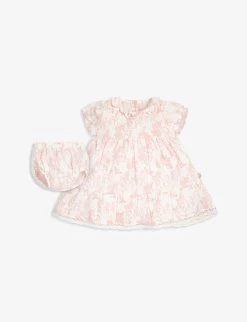 Woodland-print Cotton Dress And Bloomers Set 3-24 Months