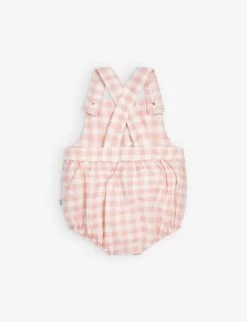 Gingham-print Dungaree Cotton Romper 0-24 Months -Kid Couture R04147116 PINK ALT02