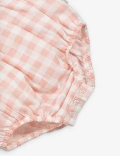 Gingham-print Dungaree Cotton Romper 0-24 Months -Kid Couture R04147116 PINK ALT03