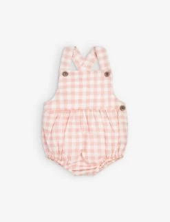 Gingham-print Dungaree Cotton Romper 0-24 Months