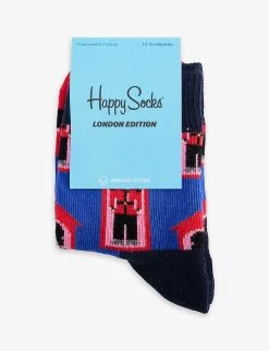 Happy Socks London Guard Ankle-rise Stretch-organic-cotton Blend Socks 12 Months-9 Years
