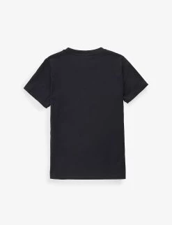 Emporio Armani Brand-print Short-sleeve Cotton-jersey T-shirt 4-16 Years -Kid Couture R04148278 BLUNAVYLOGO ALT02