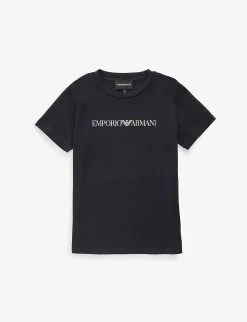 Emporio Armani Brand-print Short-sleeve Cotton-jersey T-shirt 4-16 Years