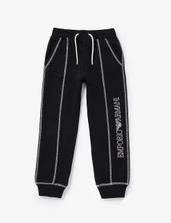 Emporio Armani Logo-print Contrast-seam Cotton-jersey Jogging Bottoms