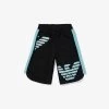 Emporio Armani Logo-print Contrast-panel Cotton-jersey Shorts