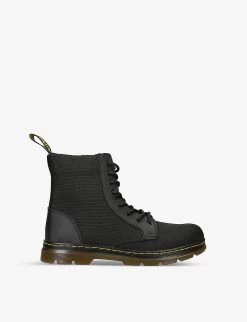 Dr. Martens Combs 8-eyelet Lace-up Leather And Mesh Boots 9-10 Years