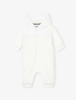 Boss Logo-embroidered Hooded Borg Pramsuit 1-18 Months