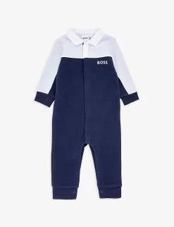 Boss Logo-print Cotton-blend Babygrow 1-12 Months