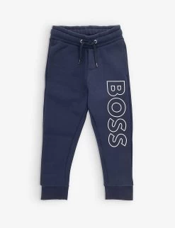 Boss Logo-print Elasticated-waist Cotton-blend Jogging Bottoms 4-16 Years