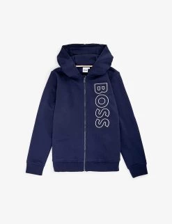 Boss Logo-print Zipped Cotton-blend Hoody 4-14 Years