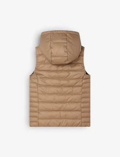 Boss Logo-patch Reversible Puffer Gilet 4-16 Years -Kid Couture R04150791 STONE ALT03