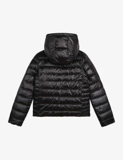 Boss Logo-patch Reversible Shell-down Puffer Jacket 4-16 Years -Kid Couture R04150793 BLACK ALT02