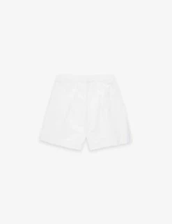 Benetton Brand-embroidered Relaxed-fit Cotton-poplin Shorts 6-14 Years -Kid Couture R04151574 WHITE ALT02