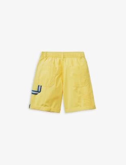 Benetton Drawstring Stripe-detail Cotton Shorts 6-14 Years -Kid Couture R04151575 BRIGHTYELLOW ALT02