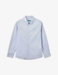 Benetton Collared Long-sleeve Stretch-cotton Shirt