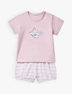 Benetton Crab T-shirt And Striped Shorts Cotton Set 1-18 Months