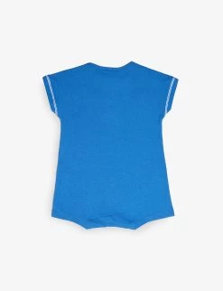 Benetton Graphic-print Stripe-cuff Short Cotton-jersey Body Suit 1-18 Months -Kid Couture R04151588 BLUE ALT02