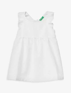 Benetton Ruffle Sleeve Linen And Cotton-blend Dress 1-6 Years