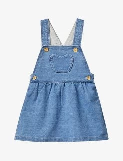 Benetton Heart-pocket A-line Stretch-denim Pinafore Dress 1-18 Months