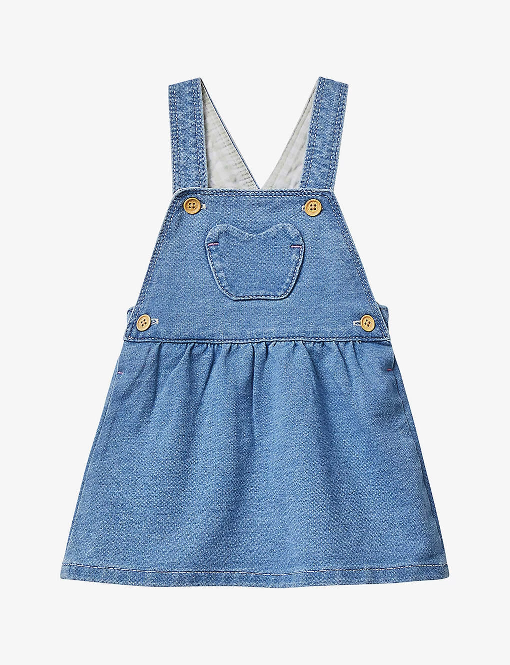 Benetton Heart-pocket A-line Stretch-denim Pinafore Dress 1-18 Months 1 Benetton Heart-pocket A-line Stretch-denim Pinafore Dress 1-18 Months