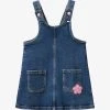 Benetton Embroidered-flower A-line Stretch-denim Pinafore Dress 1-6 Years