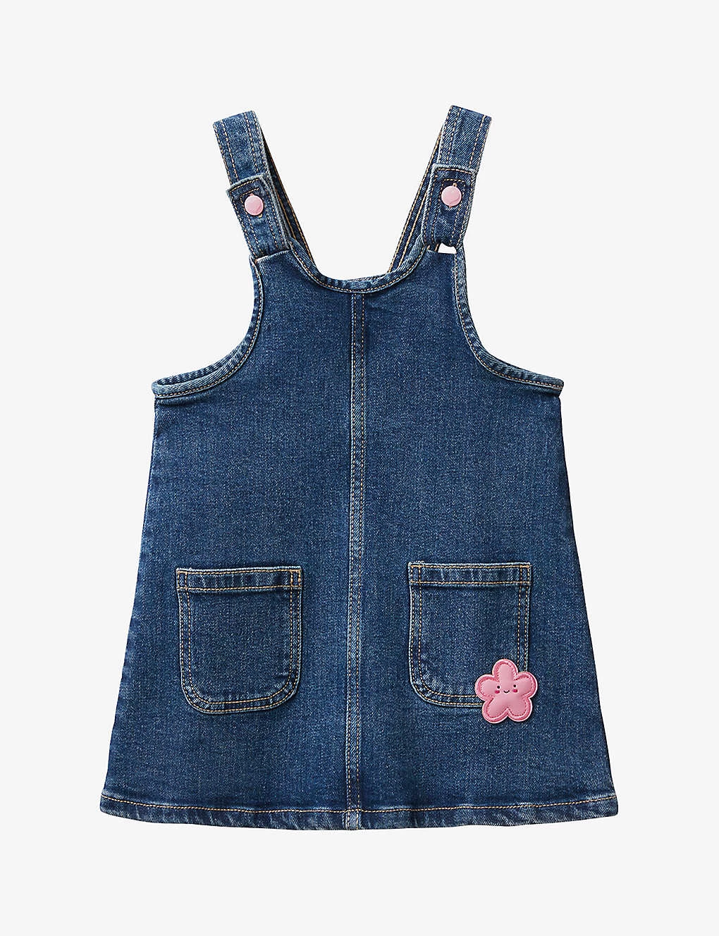 Benetton Embroidered-flower A-line Stretch-denim Pinafore Dress 1-6 Years 1 Benetton Embroidered-flower A-line Stretch-denim Pinafore Dress 1-6 Years