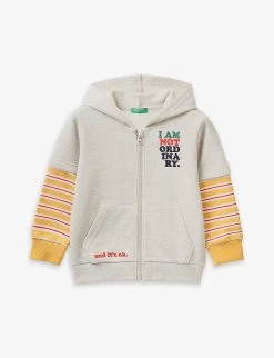 Benetton Slogan-embroidered Cotton-jersey Hoody 3-6 Years