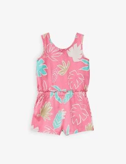 Benetton Tropical Leaf-print Cotton Playsuit 12 Months-6 Years