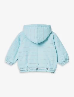 Benetton Hooded Striped Padded Cotton Coat 1-18 Months -Kid Couture R04151670 PALEBLUE ALT02