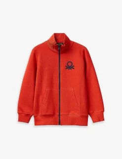 Benetton Logo-embroidered Zip-up Cotton Sweatshirt 6-14 Years