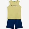 Benetton Slogan-print Cotton-jersey Tank Top And Shorts Set 6-14 Years