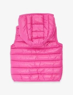Benetton Brand-embroidered Sleeveless Padded Shell Gilet 1-6 Years -Kid Couture R04151715 BRIGHTPINK ALT02