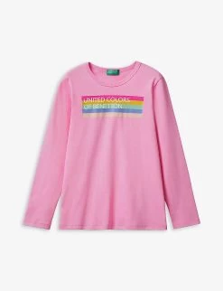 Benetton Logo-print Long-sleeved Organic-cotton T-shirt 6-14 Years