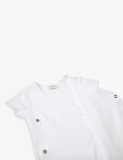 Benetton Logo-print Short-sleeved Pack Of Two Organic-cotton Bodysuits 1-12 Months -Kid Couture R04151821 LOGOPATTERNWHITE ALT02