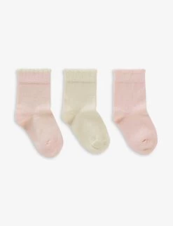 Benetton Set Of Three Stretch-cotton Blend Socks 0-12 Months