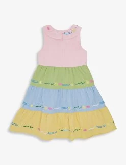 Olivia Rubin Flora Striped Cotton-blend Dress 4-13 Years -Kid Couture R04154820 COLOURBLOCK ALT02