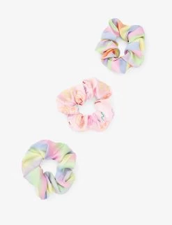 Olivia Rubin Connie Abstract-print Pack Of Three Woven Scrunchies