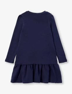 Marc Jacobs Graphic-print Ruffled-hem Cotton-jersey Dress 4-12 Years -Kid Couture R04157201 NAVY ALT02