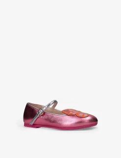 Sophia Webster Butterfly Metallic Leather Ballet Flats 1-7 Years -Kid Couture R04159849 PINK ALT02