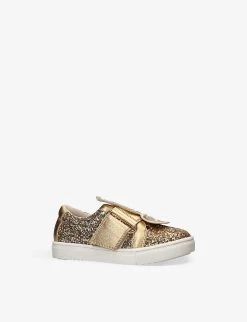 Sophia Webster Butterfly-embellished Glitter Low-top Textile Trainers 3-8 Years -Kid Couture R04159850 GOLD ALT02
