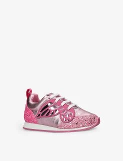Sophia Webster Chiara Glittered Leather Low-top Trainers 1-8 Years -Kid Couture R04159854 PINK ALT02