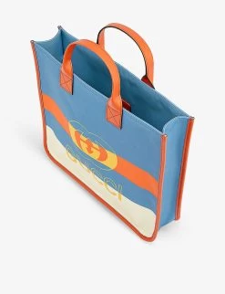 Gucci Logo-print Striped Woven Kids' Tote Bag -Kid Couture R04160241 MULTICOLORDEEPORAN ALT03
