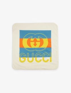 Gucci Monogram-pattern Square-shape Cotton Blanket -Kid Couture R04160248 SAPPHIREORANGE ALT02