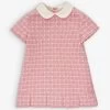 Gucci Monogram-pattern Peter-pan Collar Cotton-blend Mini Dress 12-36 Months