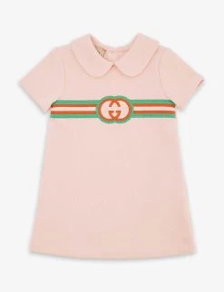 Gucci Logo-embroidered Peter-pan Collar Cotton-jersey Dress 6-36 Months