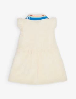 Gucci Brand-print Jacquard A-line Cotton-jersey Dress -Kid Couture R04160276 WHITEMIX ALT02