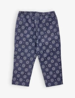 Gucci GG Geometric-print Jacquard-denim Trousers 24-36 Months -Kid Couture R04160283 DKBLUEIVORY ALT02