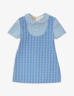 Gucci Monogram-pattern Peter-Pan Collar Stretch-woven Blend Dress
